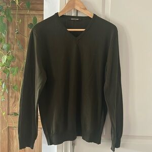 ✅Roberto Cavalli V neck green pull over wool sweater large euc